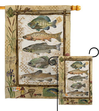 Fishing Adventures - Outdoor Nature Vertical Impressions Decorative Flags HG109056 Made In USA