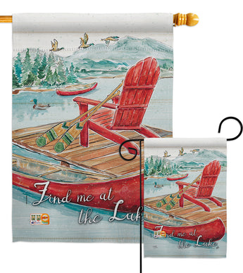 Find Me At The Lake - Outdoor Nature Vertical Impressions Decorative Flags HG109069 Made In USA