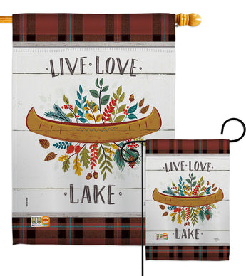 Live Love Lake - Outdoor Nature Vertical Impressions Decorative Flags HG109073 Made In USA