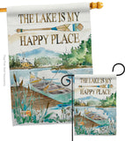 Lake is Happy Place - Outdoor Nature Vertical Impressions Decorative Flags HG109070 Made In USA