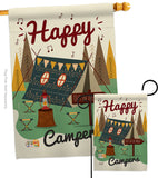 Happy Campers - Outdoor Nature Vertical Impressions Decorative Flags HG137011 Made In USA