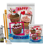 Birthday Cupcake - Party & Celebration Special Occasion Vertical Impressions Decorative Flags HG115096 Made In USA