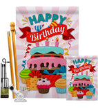Happy Birthday Cake - Party & Celebration Special Occasion Vertical Impressions Decorative Flags HG137080 Made In USA