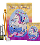 Unicorn Sweet Birthday - Party & Celebration Special Occasion Vertical Impressions Decorative Flags HG137164 Made In USA