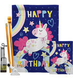 Cute Unicorn Birthday - Party & Celebration Special Occasion Vertical Impressions Decorative Flags HG192166 Made In USA