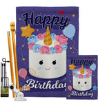 Unicorn Birthday Cake - Party & Celebration Special Occasion Vertical Impressions Decorative Flags HG192171 Made In USA