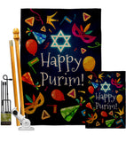 Happy Purim - Party & Celebration Special Occasion Vertical Impressions Decorative Flags HG192592 Made In USA