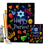 Happy Purim - Party & Celebration Special Occasion Vertical Impressions Decorative Flags HG192592 Made In USA