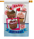 Birthday Cupcake - Party & Celebration Special Occasion Vertical Impressions Decorative Flags HG115096 Made In USA