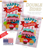 Happy Birthday Cake - Party & Celebration Special Occasion Vertical Impressions Decorative Flags HG137080 Made In USA