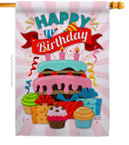 Happy Birthday Cake - Party & Celebration Special Occasion Vertical Impressions Decorative Flags HG137080 Made In USA