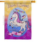 Unicorn Sweet Birthday - Party & Celebration Special Occasion Vertical Impressions Decorative Flags HG137164 Made In USA