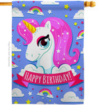 Magical Unicorn Birthday - Party & Celebration Special Occasion Vertical Impressions Decorative Flags HG192067 Made In USA