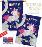 Cute Unicorn Birthday - Party & Celebration Special Occasion Vertical Impressions Decorative Flags HG192166 Made In USA