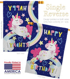 Cute Unicorn Birthday - Party & Celebration Special Occasion Vertical Impressions Decorative Flags HG192166 Made In USA