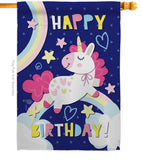 Cute Unicorn Birthday - Party & Celebration Special Occasion Vertical Impressions Decorative Flags HG192166 Made In USA