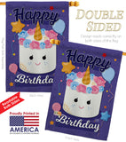 Unicorn Birthday Cake - Party & Celebration Special Occasion Vertical Impressions Decorative Flags HG192171 Made In USA