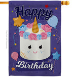 Unicorn Birthday Cake - Party & Celebration Special Occasion Vertical Impressions Decorative Flags HG192171 Made In USA