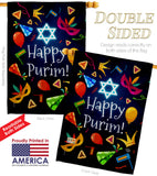 Happy Purim - Party & Celebration Special Occasion Vertical Impressions Decorative Flags HG192592 Made In USA