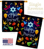 Happy Purim - Party & Celebration Special Occasion Vertical Impressions Decorative Flags HG192592 Made In USA