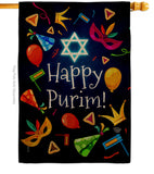 Happy Purim - Party & Celebration Special Occasion Vertical Impressions Decorative Flags HG192592 Made In USA