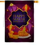 Happy Makar Sankranti - Party & Celebration Special Occasion Vertical Impressions Decorative Flags HG192593 Made In USA