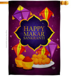 Happy Makar Sankranti - Party & Celebration Special Occasion Vertical Impressions Decorative Flags HG192593 Made In USA