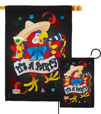 It's a Party Parrot - Party & Celebration Special Occasion Vertical Impressions Decorative Flags HG115040 Made In USA