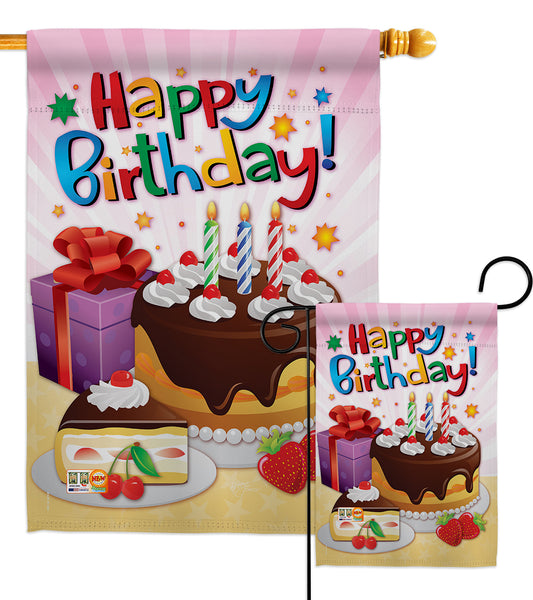 Happy Birthday - Party & Celebration Special Occasion Vertical Impressions Decorative Flags HG115073 Made In USA