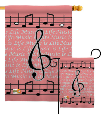 Music is Life - Party & Celebration Special Occasion Vertical Impressions Decorative Flags HG115082 Made In USA