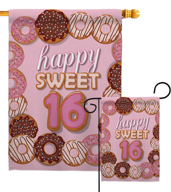 Sweet sixteen - Party & Celebration Special Occasion Vertical Impressions Decorative Flags HG115175 Made In USA