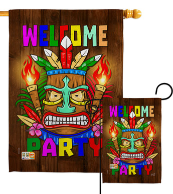 Welcome Tiki Party - Party & Celebration Special Occasion Vertical Impressions Decorative Flags HG137062 Made In USA