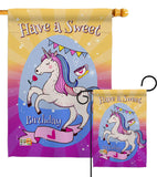 Unicorn Sweet Birthday - Party & Celebration Special Occasion Vertical Impressions Decorative Flags HG137164 Made In USA