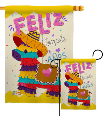 Feliz Cumpleaños - Party & Celebration Special Occasion Vertical Impressions Decorative Flags HG137194 Made In USA