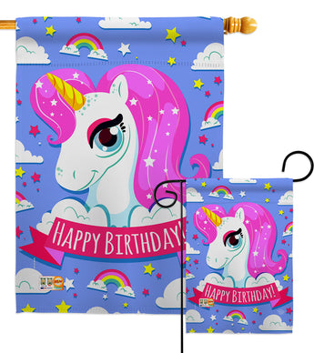 Magical Unicorn Birthday - Party & Celebration Special Occasion Vertical Impressions Decorative Flags HG192067 Made In USA