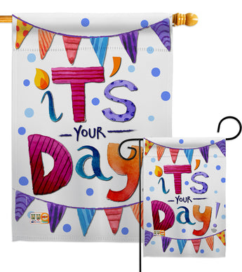 It's Your Day - Party & Celebration Special Occasion Vertical Impressions Decorative Flags HG192169 Made In USA