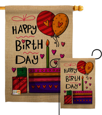 Happy Birth Day - Party & Celebration Special Occasion Vertical Impressions Decorative Flags HG192184 Made In USA