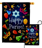 Happy Purim - Party & Celebration Special Occasion Vertical Impressions Decorative Flags HG192592 Made In USA