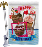 Birthday Cupcake - Party & Celebration Special Occasion Vertical Impressions Decorative Flags HG115096 Made In USA