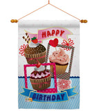 Birthday Cupcake - Party & Celebration Special Occasion Vertical Impressions Decorative Flags HG115096 Made In USA