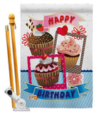 Birthday Cupcake - Party & Celebration Special Occasion Vertical Impressions Decorative Flags HG115096 Made In USA