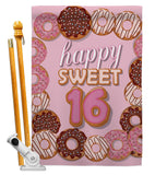 Sweet sixteen - Party & Celebration Special Occasion Vertical Impressions Decorative Flags HG115175 Made In USA