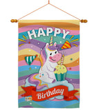 Unicorn Happy Birthday - Party & Celebration Special Occasion Vertical Impressions Decorative Flags HG137055 Made In USA