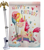 Unicorn Birthday - Party & Celebration Special Occasion Vertical Impressions Decorative Flags HG137163 Made In USA