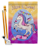 Unicorn Sweet Birthday - Party & Celebration Special Occasion Vertical Impressions Decorative Flags HG137164 Made In USA