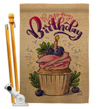 Birthday Cupcak - Party & Celebration Special Occasion Vertical Impressions Decorative Flags HG137234 Made In USA