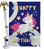 Cute Unicorn Birthday - Party & Celebration Special Occasion Vertical Impressions Decorative Flags HG192166 Made In USA