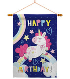 Cute Unicorn Birthday - Party & Celebration Special Occasion Vertical Impressions Decorative Flags HG192166 Made In USA