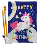 Cute Unicorn Birthday - Party & Celebration Special Occasion Vertical Impressions Decorative Flags HG192166 Made In USA