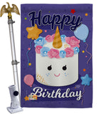 Unicorn Birthday Cake - Party & Celebration Special Occasion Vertical Impressions Decorative Flags HG192171 Made In USA